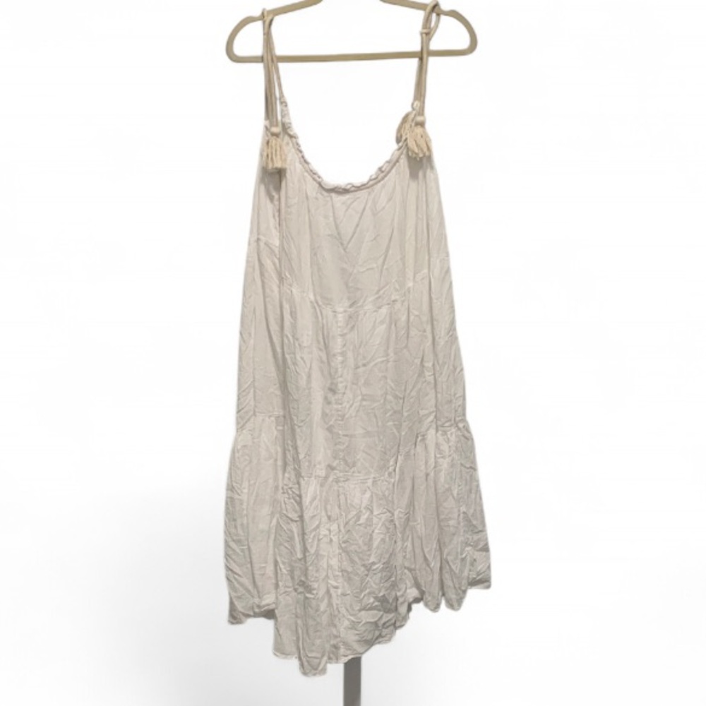 J. Crew Tiered Rope Tie White Sundress Size Large